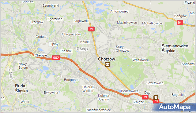 mapa Chorzów, Chorzów na mapie Targeo