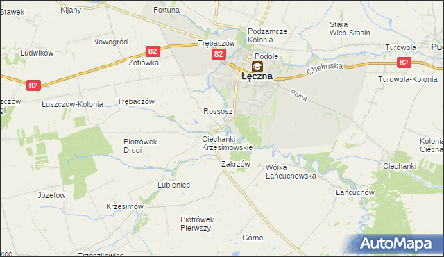 mapa Ciechanki Łęczyńskie, Ciechanki Łęczyńskie na mapie Targeo