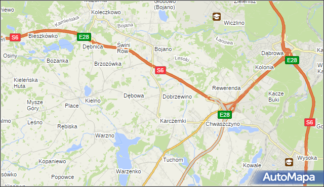 mapa Dobrzewino, Dobrzewino na mapie Targeo
