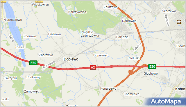 mapa Dopiewiec, Dopiewiec na mapie Targeo