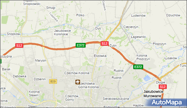 mapa Elizówka gmina Niemce, Elizówka gmina Niemce na mapie Targeo