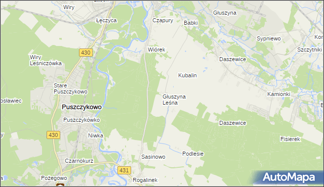 mapa Głuszyna Leśna, Głuszyna Leśna na mapie Targeo