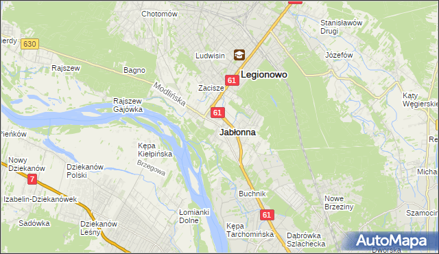 mapa Jabłonna powiat legionowski, Jabłonna powiat legionowski na mapie Targeo