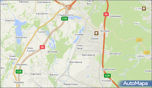 mapa Nowy Świat gmina Żukowo, Nowy Świat gmina Żukowo na mapie Targeo