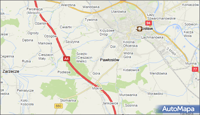 mapa Pawłosiów, Pawłosiów na mapie Targeo