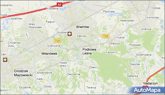 mapa Podkowa Leśna, Podkowa Leśna na mapie Targeo