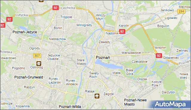 mapa Poznania, Poznań na mapie Targeo