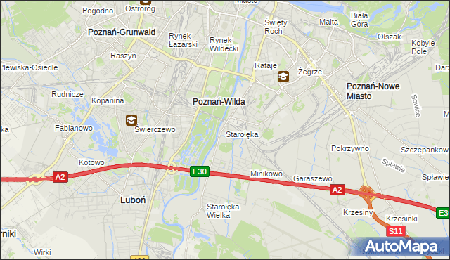 mapa Starołęka, Starołęka na mapie Targeo