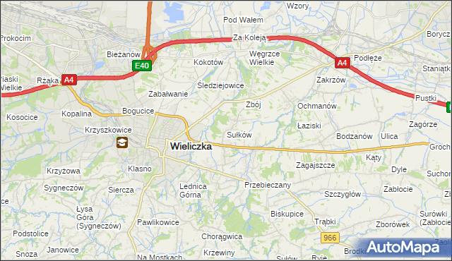 mapa Sułków gmina Wieliczka, Sułków gmina Wieliczka na mapie Targeo