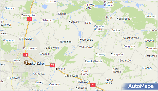 mapa Widuchowa gmina Busko-Zdrój, Widuchowa gmina Busko-Zdrój na mapie Targeo