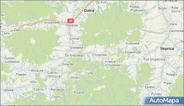 mapa Chyszówki, Chyszówki na mapie Targeo