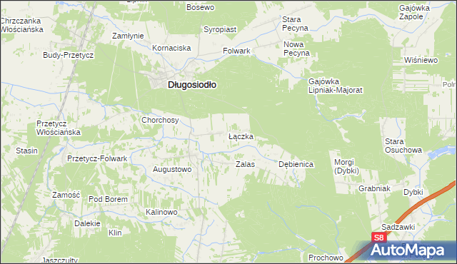 mapa Łączka gmina Długosiodło, Łączka gmina Długosiodło na mapie Targeo