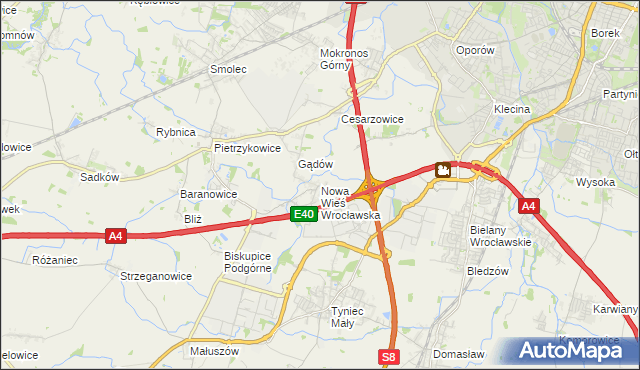 mapa Nowa Wieś Wrocławska, Nowa Wieś Wrocławska na mapie Targeo