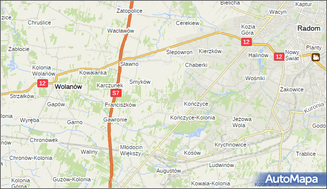 mapa Podkończyce, Podkończyce na mapie Targeo