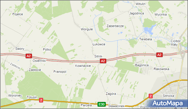 mapa Sitnik gmina Biała Podlaska, Sitnik gmina Biała Podlaska na mapie Targeo