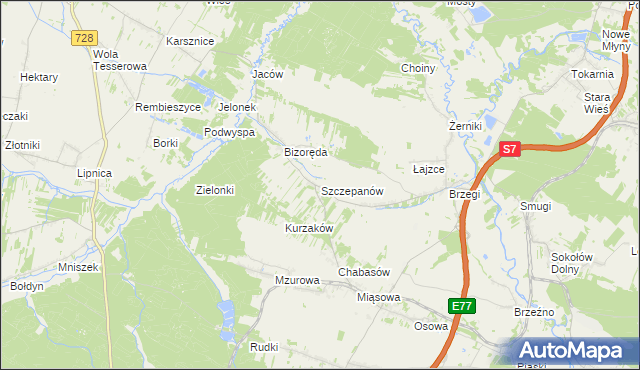 mapa Szczepanów gmina Sobków, Szczepanów gmina Sobków na mapie Targeo