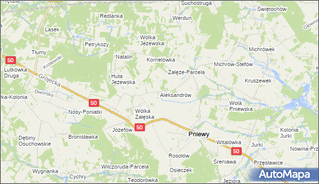 mapa Aleksandrów gmina Pniewy, Aleksandrów gmina Pniewy na mapie Targeo