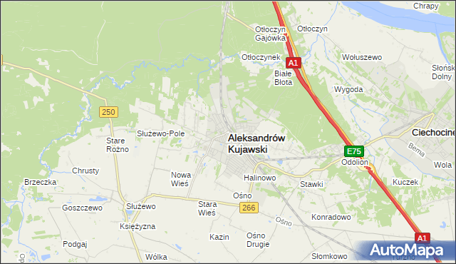 mapa Aleksandrów Kujawski, Aleksandrów Kujawski na mapie Targeo