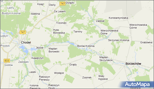 mapa Borów-Kolonia gmina Chodel, Borów-Kolonia gmina Chodel na mapie Targeo