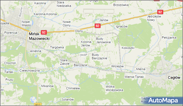 mapa Budy Barcząckie, Budy Barcząckie na mapie Targeo