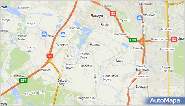 mapa Falenty Nowe, Falenty Nowe na mapie Targeo
