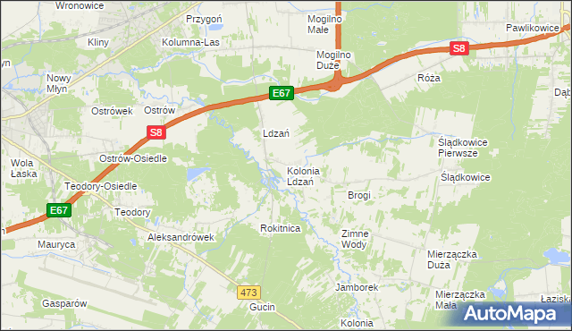 mapa Kolonia Ldzań, Kolonia Ldzań na mapie Targeo