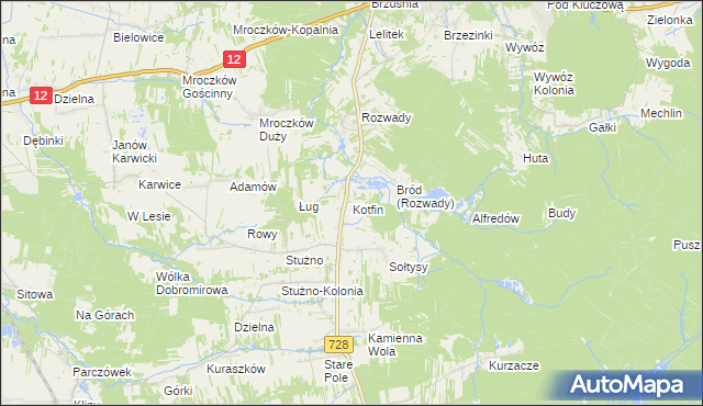 mapa Kotfin gmina Gielniów, Kotfin gmina Gielniów na mapie Targeo