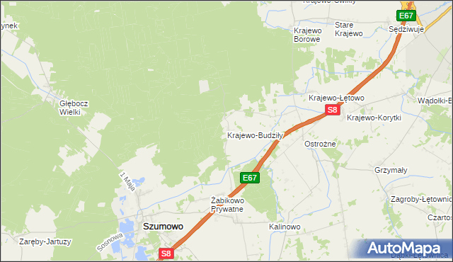 mapa Krajewo-Budziły, Krajewo-Budziły na mapie Targeo