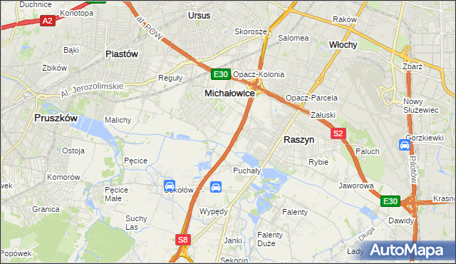 mapa Michałowice-Wieś, Michałowice-Wieś na mapie Targeo