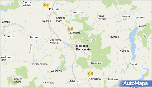 mapa Mikołajki Pomorskie, Mikołajki Pomorskie na mapie Targeo