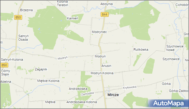 mapa Modryń, Modryń na mapie Targeo