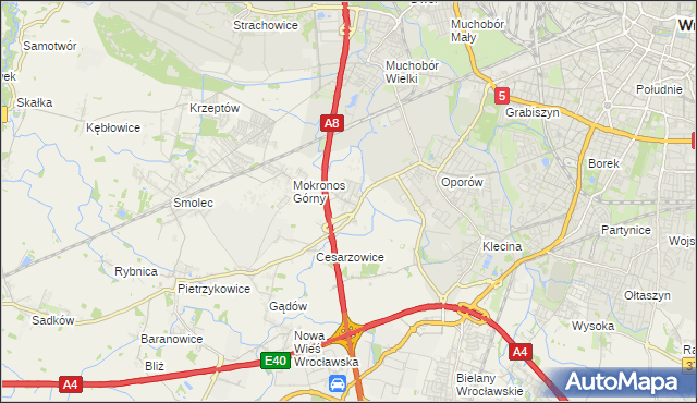 mapa Mokronos Dolny, Mokronos Dolny na mapie Targeo