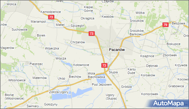 mapa Niegosławice gmina Pacanów, Niegosławice gmina Pacanów na mapie Targeo