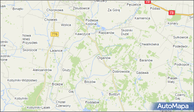 mapa Olganów, Olganów na mapie Targeo