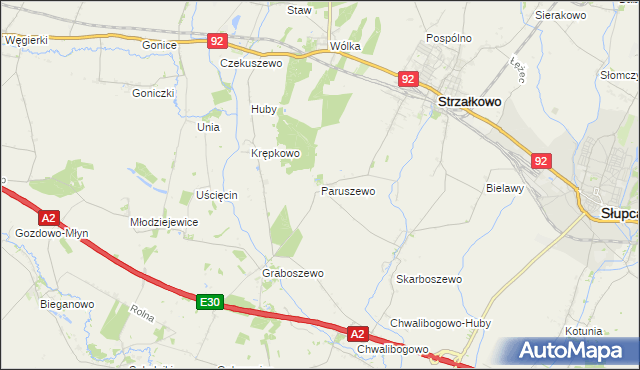 mapa Paruszewo, Paruszewo na mapie Targeo