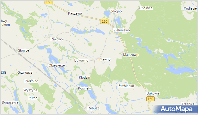 mapa Pławno gmina Bierzwnik, Pławno gmina Bierzwnik na mapie Targeo