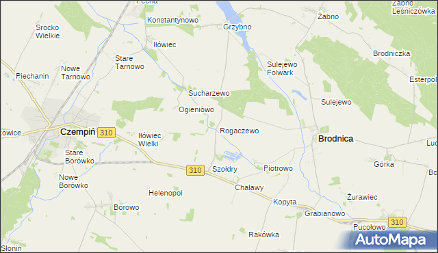 mapa Rogaczewo gmina Brodnica, Rogaczewo gmina Brodnica na mapie Targeo
