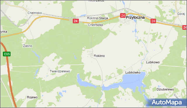 mapa Rokitno gmina Przytoczna, Rokitno gmina Przytoczna na mapie Targeo