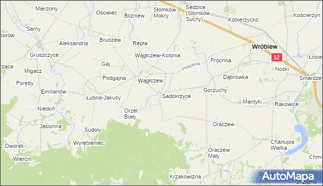 mapa Sadokrzyce, Sadokrzyce na mapie Targeo