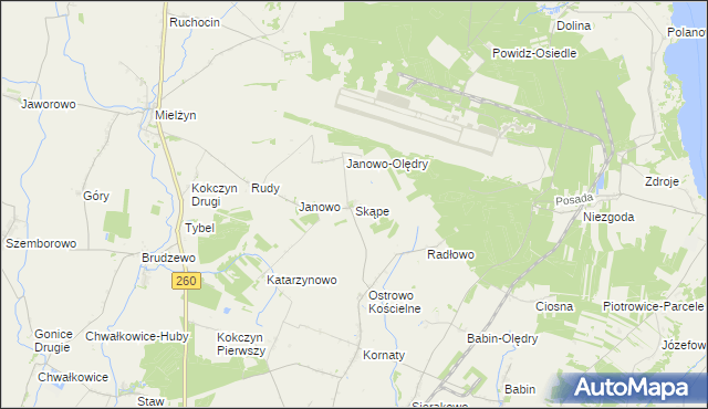 mapa Skąpe gmina Strzałkowo, Skąpe gmina Strzałkowo na mapie Targeo