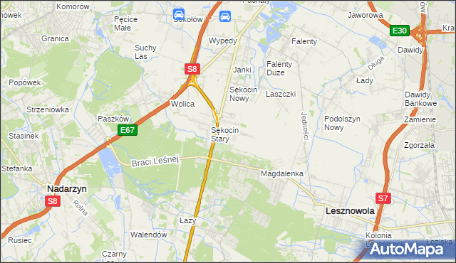 mapa Słomin gmina Raszyn, Słomin gmina Raszyn na mapie Targeo