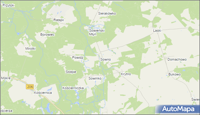 mapa Sowno gmina Sianów, Sowno gmina Sianów na mapie Targeo