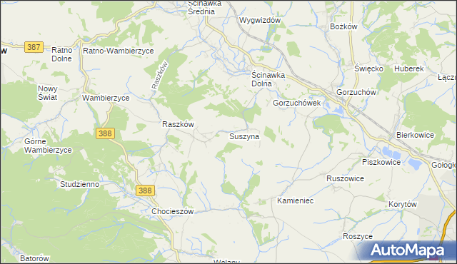 mapa Suszyna, Suszyna na mapie Targeo