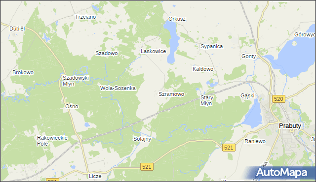 mapa Szramowo gmina Prabuty, Szramowo gmina Prabuty na mapie Targeo