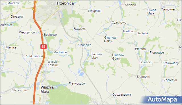 mapa Taczów Mały, Taczów Mały na mapie Targeo