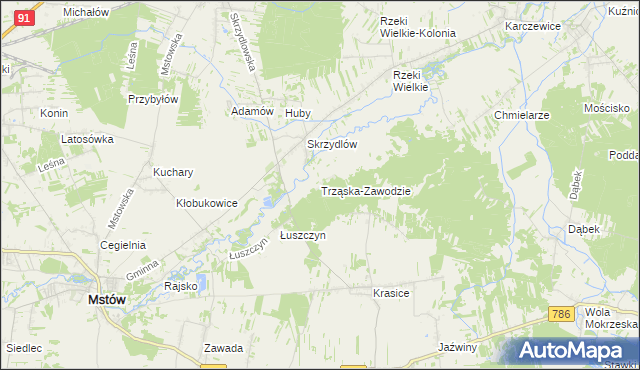 mapa Trząska-Zawodzie, Trząska-Zawodzie na mapie Targeo