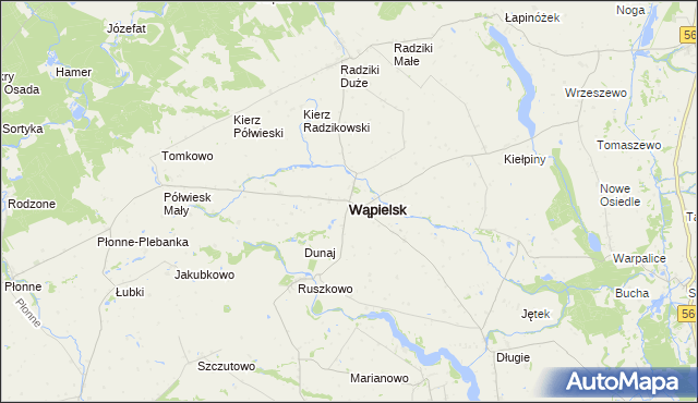 mapa Wąpielsk, Wąpielsk na mapie Targeo
