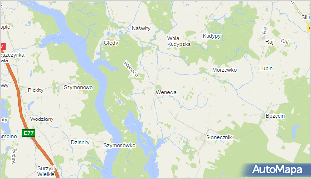 mapa Wenecja gmina Morąg, Wenecja gmina Morąg na mapie Targeo