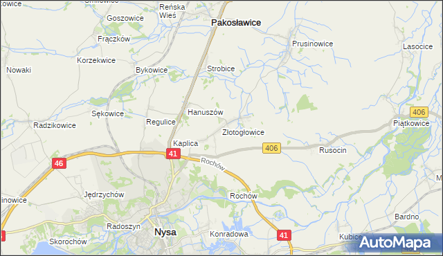 mapa Złotogłowice, Złotogłowice na mapie Targeo