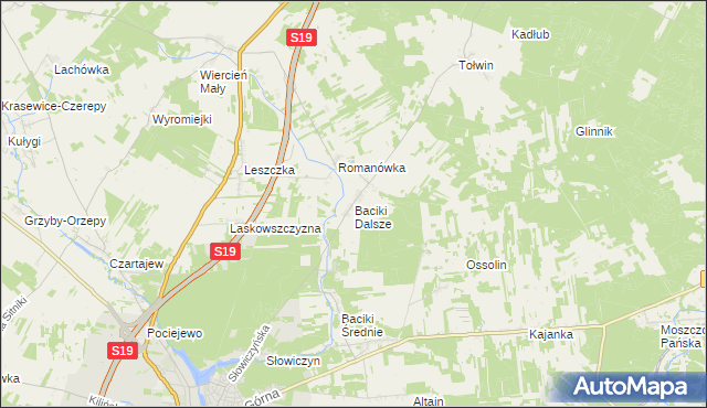 mapa Baciki Dalsze, Baciki Dalsze na mapie Targeo